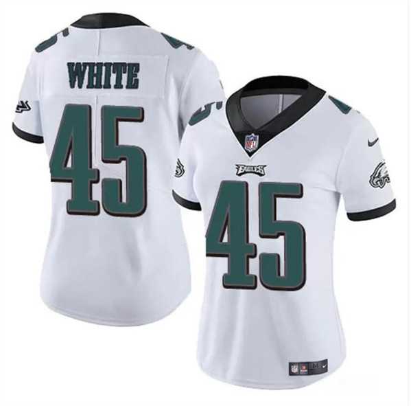 Womens Philadelphia Eagles #45 Devin White White Vapor Untouchable Limited Stitched Jersey Dzhi